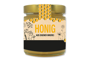 Honigetikett modern Nr.07 C 500g Ansicht auf Glas