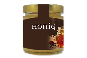 Honigetikett Natur Nr.14 C 500g Ansicht auf Glas