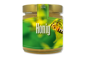 Honigetikett Natur Nr.07 C 500g Ansicht auf Glas