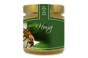 Honigetikett Natur Nr.03 C 500g Ansicht auf Glas
