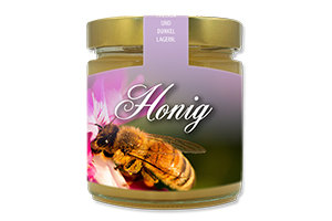Honigetikett Natur Nr.11 C 250g Ansicht auf Glas