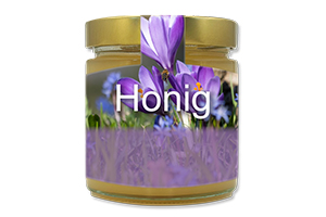 Honigetikett Natur Nr.16 C 250g Ansicht auf Glas