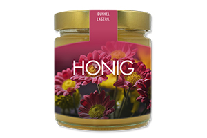 Honigetikett Natur Nr.17 C 250g Ansicht auf Glas
