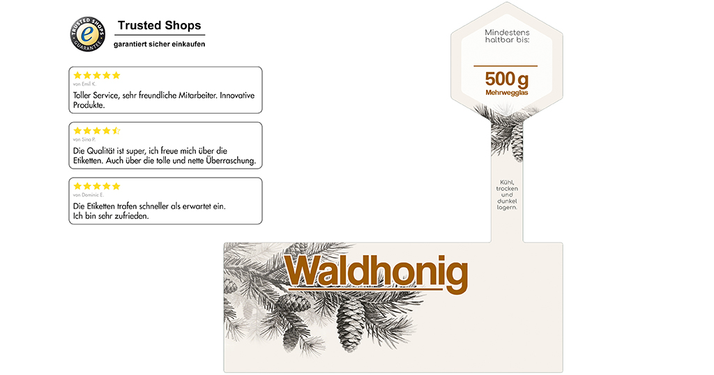 Honigetikett Waldhonig Nr.3 D 500g