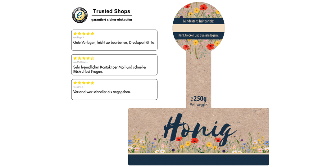 Honigetikett modern 250g mit Gewährverschluss - Nr. 09 B