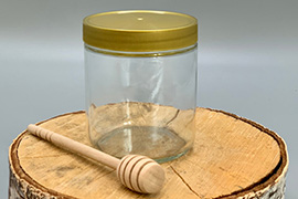 Honigglas Neutralglas 500g mit 80er Kunststoffdeckel gold