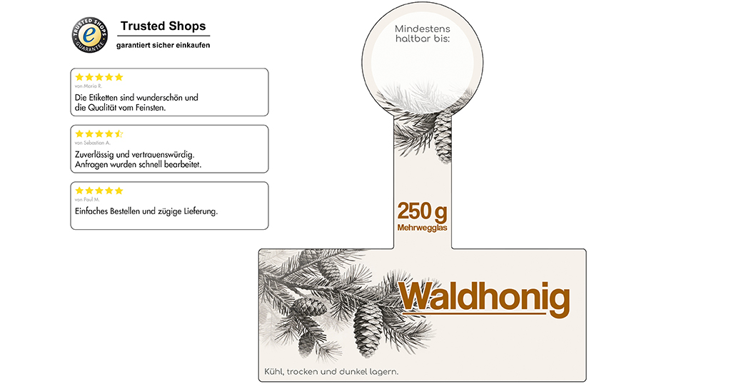 Honigetikett Waldhonig Nr.3 B 250g