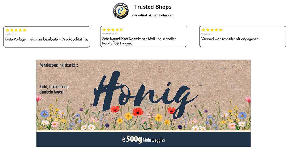 Honigetikett modern 500g rechteckig - Nr. 09