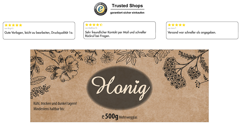 Honigetikett modern 500g rechteckig - Nr. 46