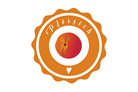 Marmeladenaufkleber Pfirsich rund konturgestanzt 