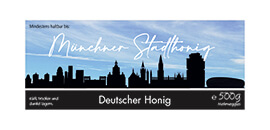 Design Stadthonig München blauer Himmel 500g rechteckig