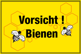 Vorsicht! Bienen mit Wabendesign gelb