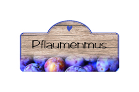 Design Holzstruktur Pflaumenmus konturgestanzt