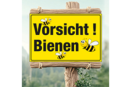 Vorsicht! Bienen gelb mit Bienen