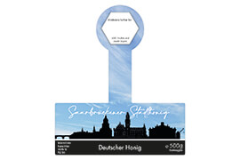Design Stadthonig Saarbrücken blauer Himmel 500g mit Gewährverschluss 