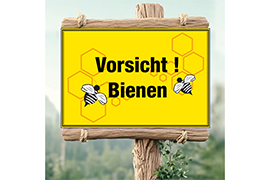 Vorsicht! Bienen mit Wabendesign gelb