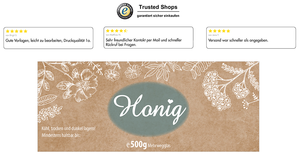 Honigetikett modern 500g rechteckig - Nr. 48