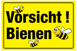 Vorsicht! Bienen gelb mit Bienen