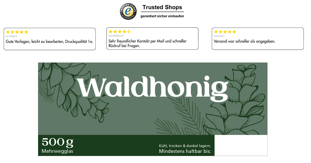 Honigetikett Waldhonig 500g rechteckig - Nr. 1