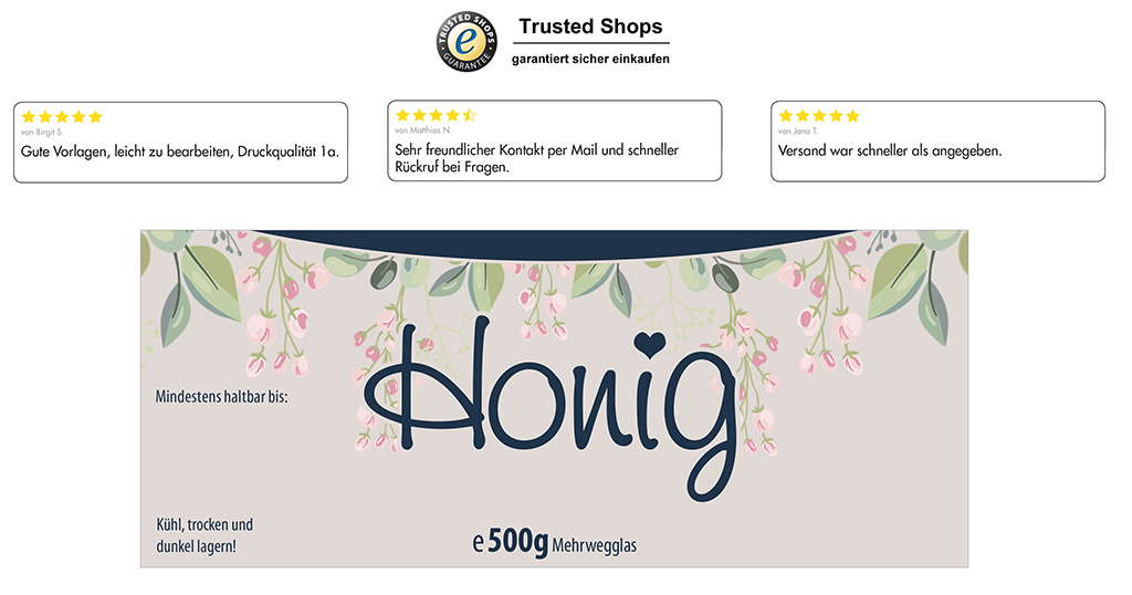 Honigetikett modern 500g rechteckig - Nr. 43