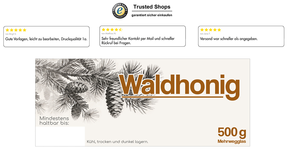 Honigetikett Waldhonig 500g rechteckig - Nr. 3
