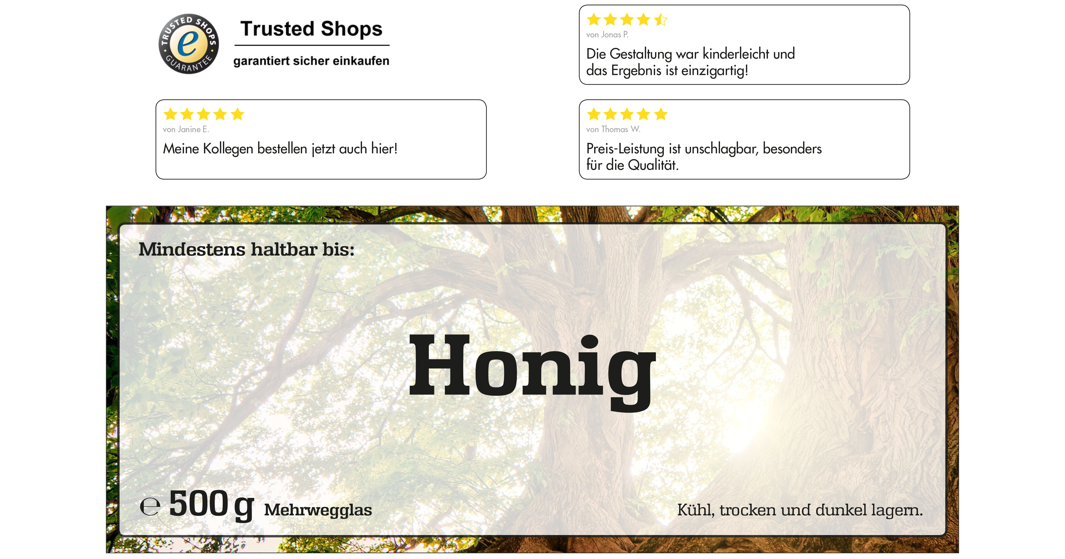 Honigetikett Linde Nr.01 500g rechteckig