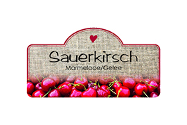 Design Leinenstruktur Sauerkirsche konturgestanzt