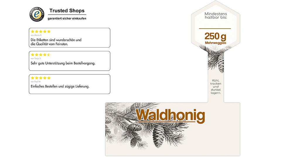Honigetikett Waldhonig Nr.3 D 250g