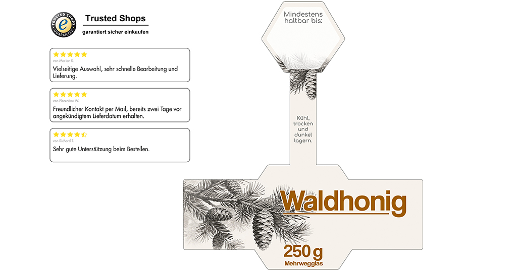 Honigetikett Waldhonig Nr.3 A 250g