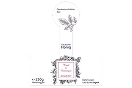 Design Hochzeitsetikett Nr.05 B 250g mit Gewährverschluss