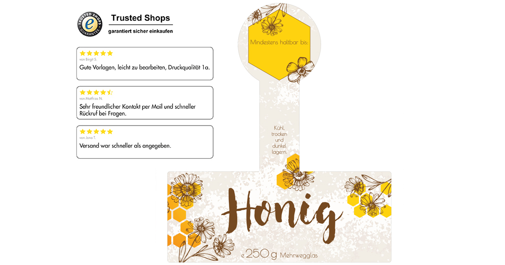 Honigetikett modern 250g mit Gewährverschluss - Nr. 02 B