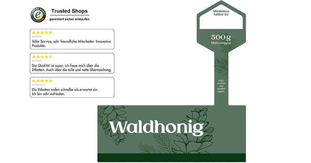 Honigetikett Waldhonig Nr.1 D 500g