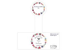 Design Hochzeitsetikett Nr.02 B 250g mit Gewährverschluss