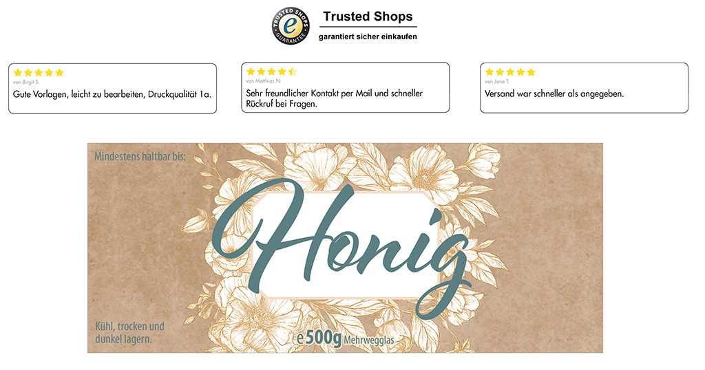 Honigetikett modern 500g rechteckig - Nr. 51