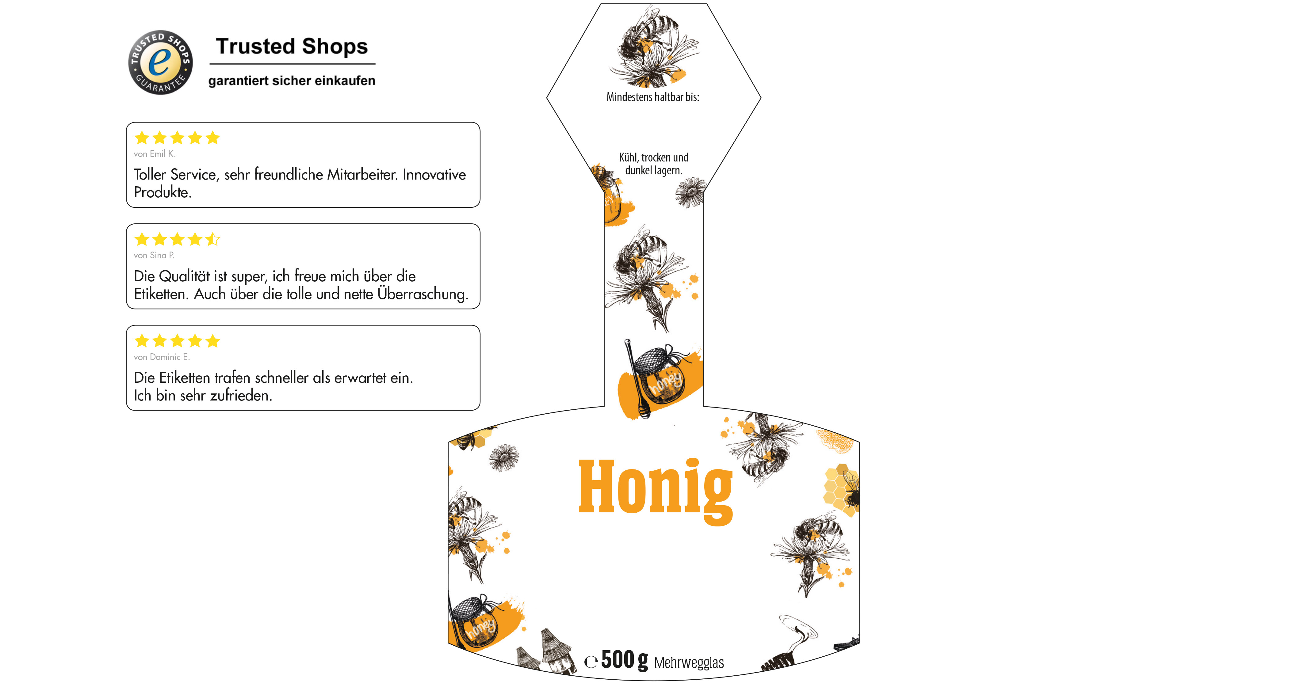 Honigetikett modern Nr.12 C 500g